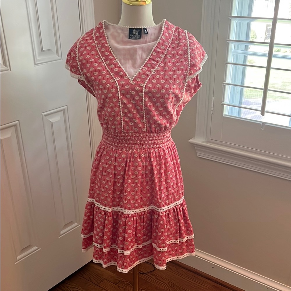 Pink and White Tiered Ruffled Mini Sundress